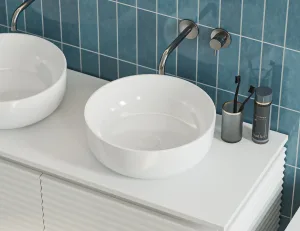 Умывальник Турин 410 круг Белый матовый, Solid Surface