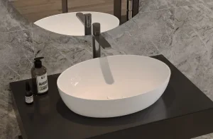 Умывальник Турин 540 Эллипс Белый матовый, Solid Surface