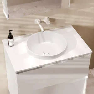 Умывальник Джаз 410 Круг, Белый матовый, Solid Surface