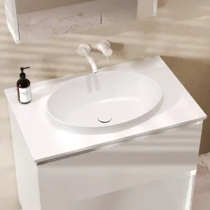 Умывальник Джаз 540 Эллипс, Белый матовый, Solid Surface