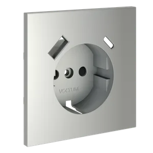Накладка для розетки с заземлением и защитными шторками, с USB A+C, S70 (сталь)