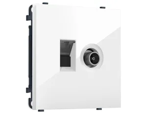 MS112510 Комплект механизма розетки компьютерной + TV оконечной SIGMA Белый глянец RJ-45 (8P8C) CAT6/50-870MHz 1dB с/ш QUANT PRO (SP1125, PR195)