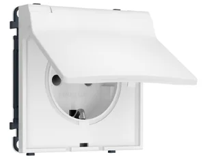 MS128010 Комплект механизма электрической розетки SIGMA Белый матовый 50Hz 2P+E с/з с/ш и крышкой IP44 16A-250V QUANT PRO (SP1280, PR141)