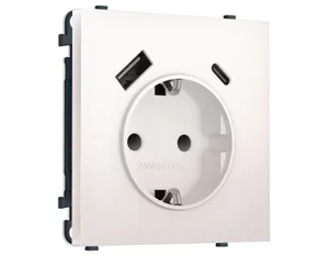 MS210010 Комплект механизма электрической розетки SIGMA Жемчуг 2USB A+C 20W (быст. зар.) с/з с/ш 16A-250V QUANT PRO (SP2100, PR160)