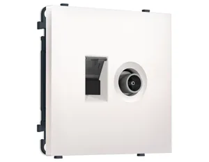 MS212510 Комплект механизма розетки компьютерной + TV оконечной SIGMA Жемчуг RJ-45 (8P8C) CAT6/50-870MHz 1dB с/ш QUANT PRO (SP2125, PR195)