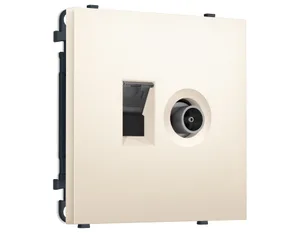 MS252510 Комплект механизма розетки компьютерной + TV оконечной SIGMA Жемчужно-кремовый RJ-45 (8P8C) CAT6/50-870MHz 1dB с/ш QUANT PRO (SP2525, PR195)
