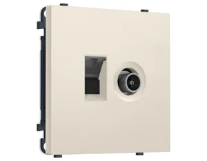 MS332510 Комплект механизма розетки компьютерной + TV оконечной SIGMA Бежевый матовый RJ-45 (8P8C) CAT6/50-870MHz 1dB с/ш QUANT PRO (SP3325, PR195)
