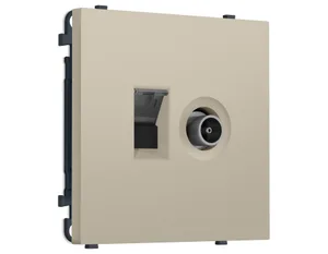 MS352510 Комплект механизма розетки компьютерной + TV оконечной SIGMA Кашемир RJ-45 (8P8C) CAT6/50-870MHz 1dB с/ш QUANT PRO (SP3525, PR195)