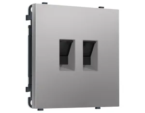 MS512110 Комплект механизма компьютерной двойной розетки SIGMA Сталь матовый RJ-45 (8P8C) CAT6 с/ш QUANT PRO (SP5121, PR189)