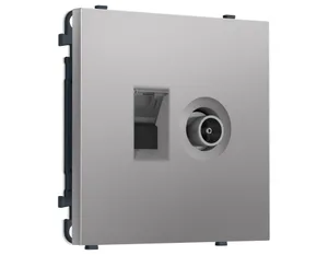 MS512510 Комплект механизма розетки компьютерной + TV оконечной SIGMA Сталь матовый RJ-45 (8P8C) CAT6/50-870MHz 1dB с/ш QUANT PRO (SP5125, PR195)