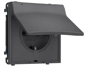 MS658010 Комплект механизма электрической розетки SIGMA Антрацит серый 50Hz 2P+E с/з с/ш и крышкой IP44 16A-250V QUANT PRO (SP6580, PR141)