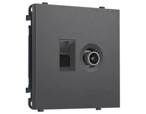 MS662510 Комплект механизма розетки компьютерной + TV оконечной SIGMA Антрацит серый RJ-45 (8P8C) CAT6/50-870MHz 1dB с/ш QUANT PRO (SP6625, PR195)