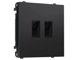 MS812110 Комплект механизма компьютерной двойной розетки SIGMA Черный матовый RJ-45 (8P8C) CAT6 с/ш QUANT PRO (SP8121, PR189)