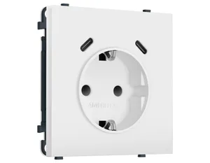 MS830510 Комплект механизма электрической розетки SIGMA Белый мягкое касание 2USB С+C 20W (быст. зар.) с/з с/ш 16A-250V QUANT PRO (SP8305, PR165)