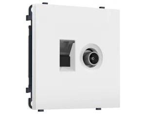 MS832510 Комплект механизма розетки компьютерной + TV оконечной SIGMA Белый мягкое касание RJ-45 CAT6/50-870MHz 1dB с/ш QUANT PRO (SP8325, PR195)