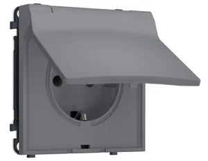 MS868010 Комплект механизма электрической розетки SIGMA Платиново-серый Мягкое кас.50Hz 2P+E с/з с/ш и крышкой IP44 16A-250V QUANT PRO (SP8680, PR141)