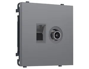 MS872510 Комплект механизма розетки комп. + TV оконеч. SIGMA Платиново-серый Мягкое касание RJ-45 CAT6/50-870MHz 1dB с/ш QUANT PRO (SP8725, PR195)