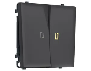 MS904010 Комплект механизма 2-кл выключателя с подсветкой 3200K SIGMA Графит Мягкое касание 10A-250V QUANT PRO (SP9040, PR115, G11Y)