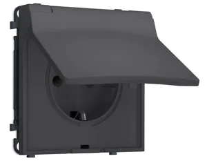 MS908010 Комплект механизма электрической розетки SIGMA Графит Мягкое касание 50Hz 2P+E с/з с/ш и крышкой IP44 16A-250V QUANT PRO (SP9080, PR141)