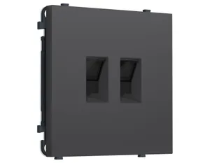 MS912110 Комплект механизма компьютерной двойной розетки SIGMA Графит Мягкое касание RJ-45 (8P8C) CAT6 с/ш QUANT PRO (SP9121, PR189)