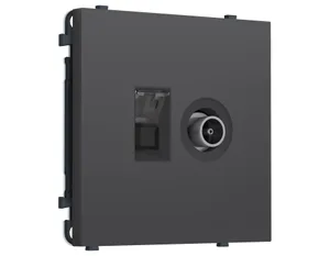 MS912510 Комплект механизма розетки компьютерной + TV оконечной SIGMA Графит Мягкое касание RJ-45 CAT6/50-870MHz 1dB с/ш QUANT PRO (SP9125, PR195)