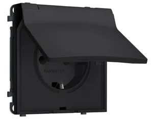 MS988010 Комплект механизма электрической розетки SIGMA Черный Мягкое касание 50Hz 2P+E с/з с/ш и крышкой IP44 16A-250V QUANT PRO (SP9880, PR141)