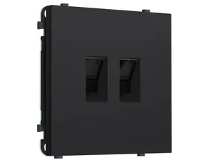 MS992110 Комплект механизма компьютерной двойной розетки SIGMA Черный Мягкое касание RJ-45 (8P8C) CAT6 с/ш QUANT PRO (SP9921, PR189)