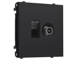 MS992510 Комплект механизма розетки компьютерной + TV оконечной SIGMA Черный Мягкое касание RJ-45 CAT6/50-870MHz 1dB с/ш QUANT PRO (SP9925, PR195)