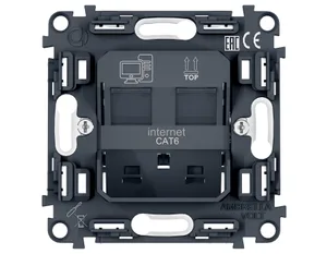 PR189 Механизм компьютерной двойной розетки RJ-45 (8P8C) CAT6 с автоматической защитной шторкой QUANT PRO