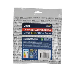 LED лента Uniel ULS-M13-2835-120LED/m-8mm-IP20-DC12V-9,6W/m-5M-4000K PROFI катушка в герметичной упаковке
