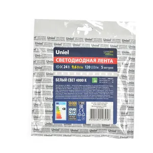 LED лента Uniel ULS-2835-120LED/m-8mm-IP20-DC24V-9,6W/m-5M-4000K катушка в герметичной упаковке