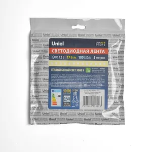 LED лента Uniel ULS-M16-2835-180LED/m-10mm-IP20-DC12V-17W/m-5M-3000K PROFI катушка в герметичной упаковке