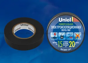 Изоляционная лента Uniel UIT-135P 20/15/01 BLK