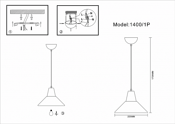 Светильник подвесной Jane 1400/1P