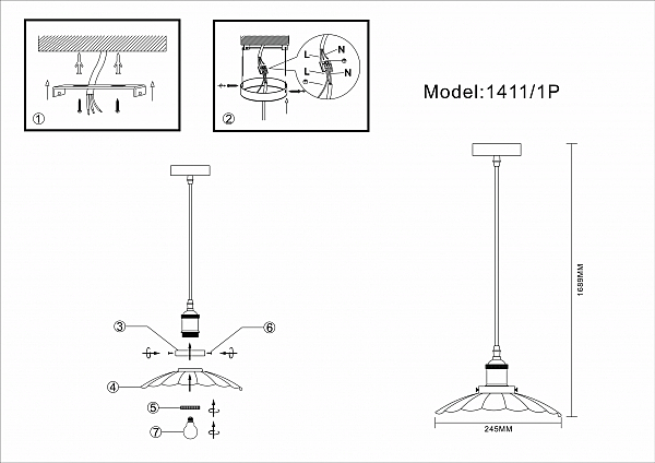 Светильник подвесной Sela 1411/1P