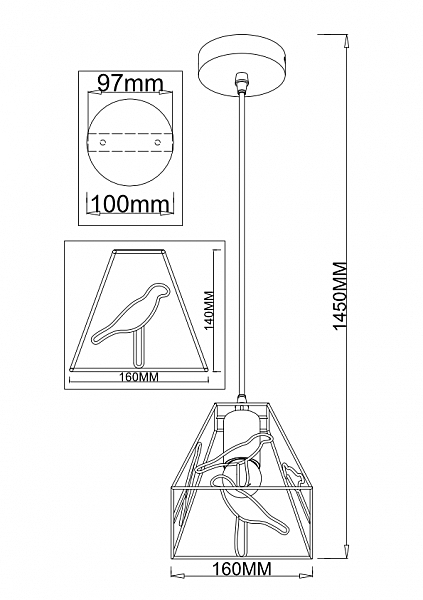 Светильник подвесной Colibri 1281/1P
