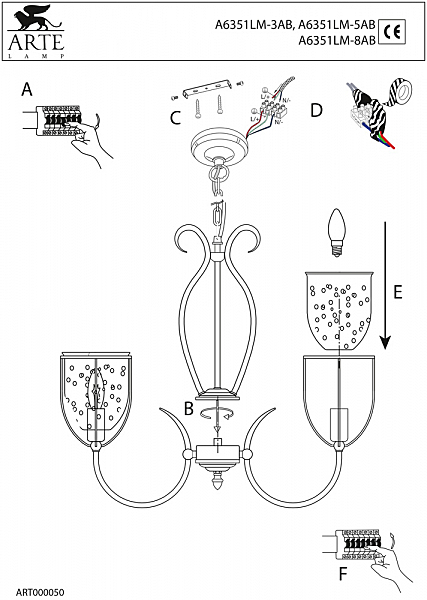 Подвесная люстра Arte Lamp SALVADOR A6351LM-5AB
