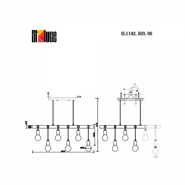 Светильник подвесной Bagetti SL1142.503.06