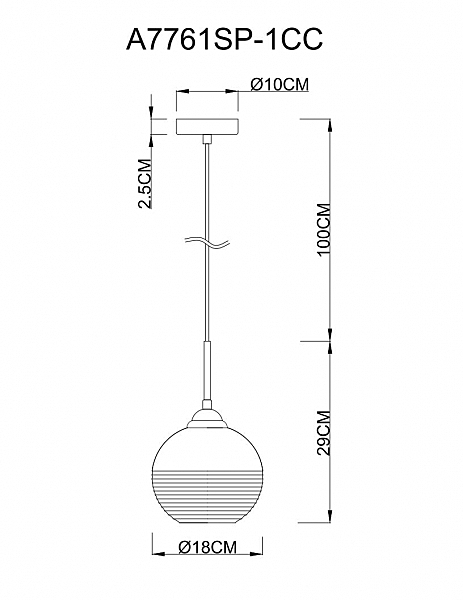 Светильник подвесной Wave A7761SP-1CC