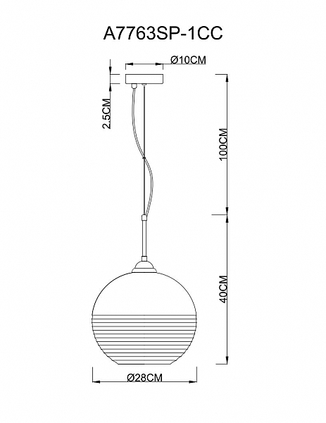 Светильник подвесной Wave A7763SP-1CC