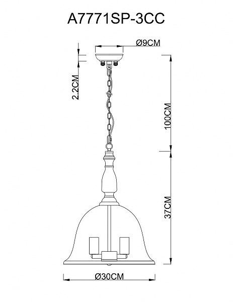 Светильник подвесной Bell A7771SP-3CC