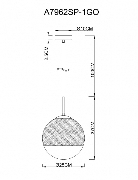 Светильник подвесной Jupiter Gold A7962SP-1GO