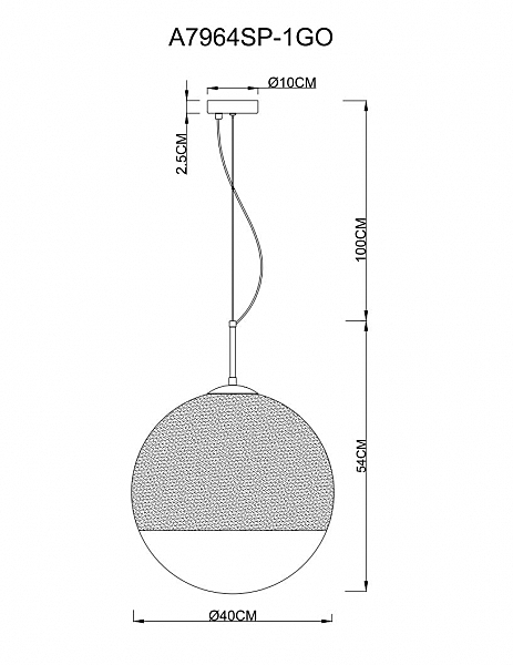 Светильник подвесной Jupiter Gold A7964SP-1GO