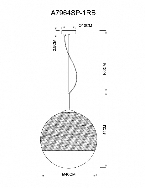 Светильник подвесной Jupiter Copper A7964SP-1RB