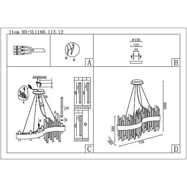 Подвесная люстра Bafo SL1160.113.12