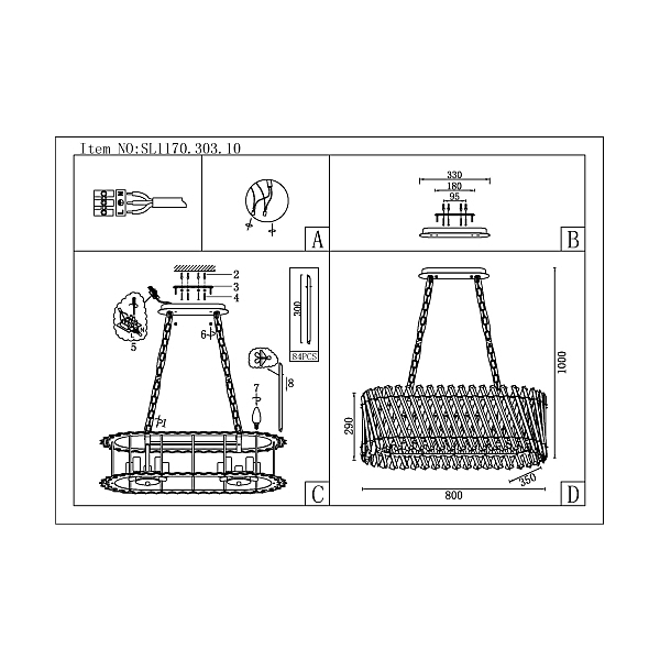 Подвесная люстра Fabio SL1170.303.10