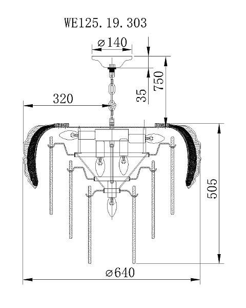 Подвесная люстра Alexia WE125.19.303