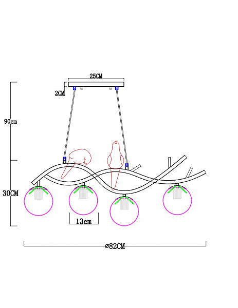 Подвесная люстра Eltanin A3422SP-4GO
