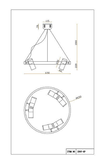 Подвесная люстра Light point 2997-6P