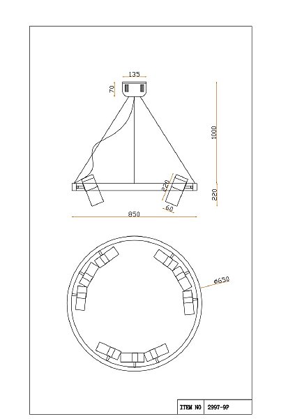 Подвесная люстра Light point 2997-9P